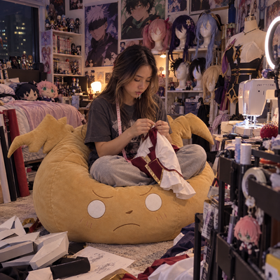 Maka Bean Bag in an anime fan's room